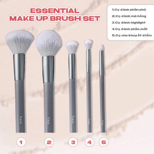 Bộ Cọ Trang Điểm Horus Essential Makeup Brush Set 5 Cây