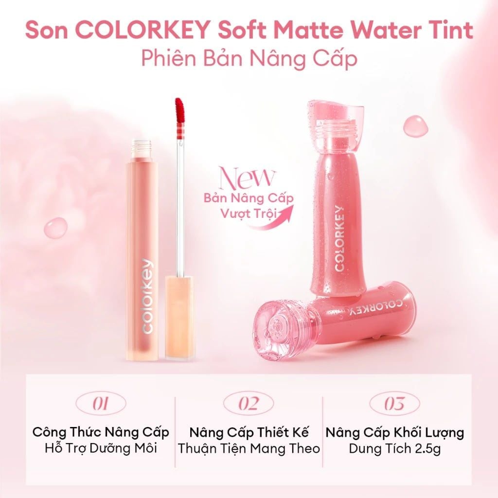 Son Kem Lì Siêu Mịn Môi Colorkey Soft Matte Water Tint Phiên bản mới