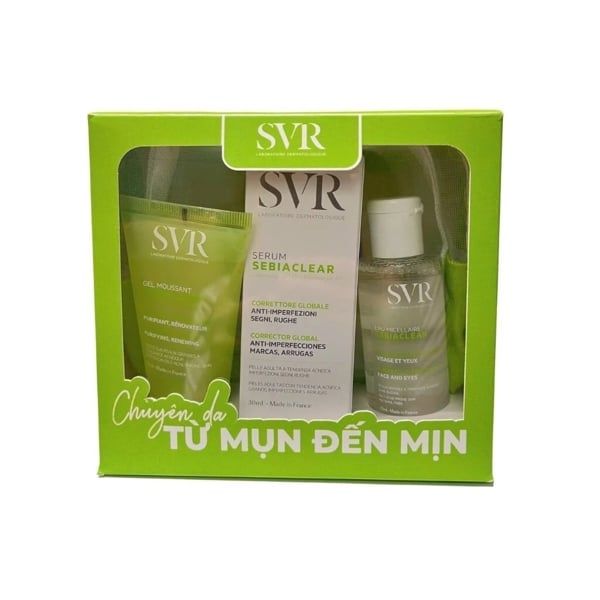 Combo SVR Sebiaclear Sebiaclear 30ml+ Nước Tẩy Trang 75ml + Gel Rửa Mặt 55ml + Túi Lưới)