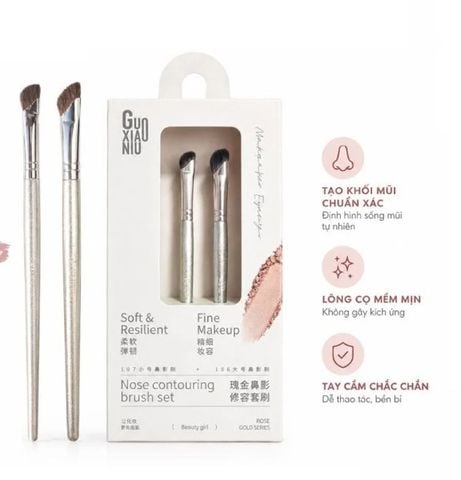 Bộ Cọ Tạo Khối Guoxiaoniu Rose Gold Nose Contour Brush Set 2 Món
