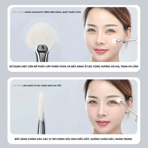 Cọ Highlight Hình Quạt Guoxiaoniu Rose Gold Fan Highlighter Brush 360
