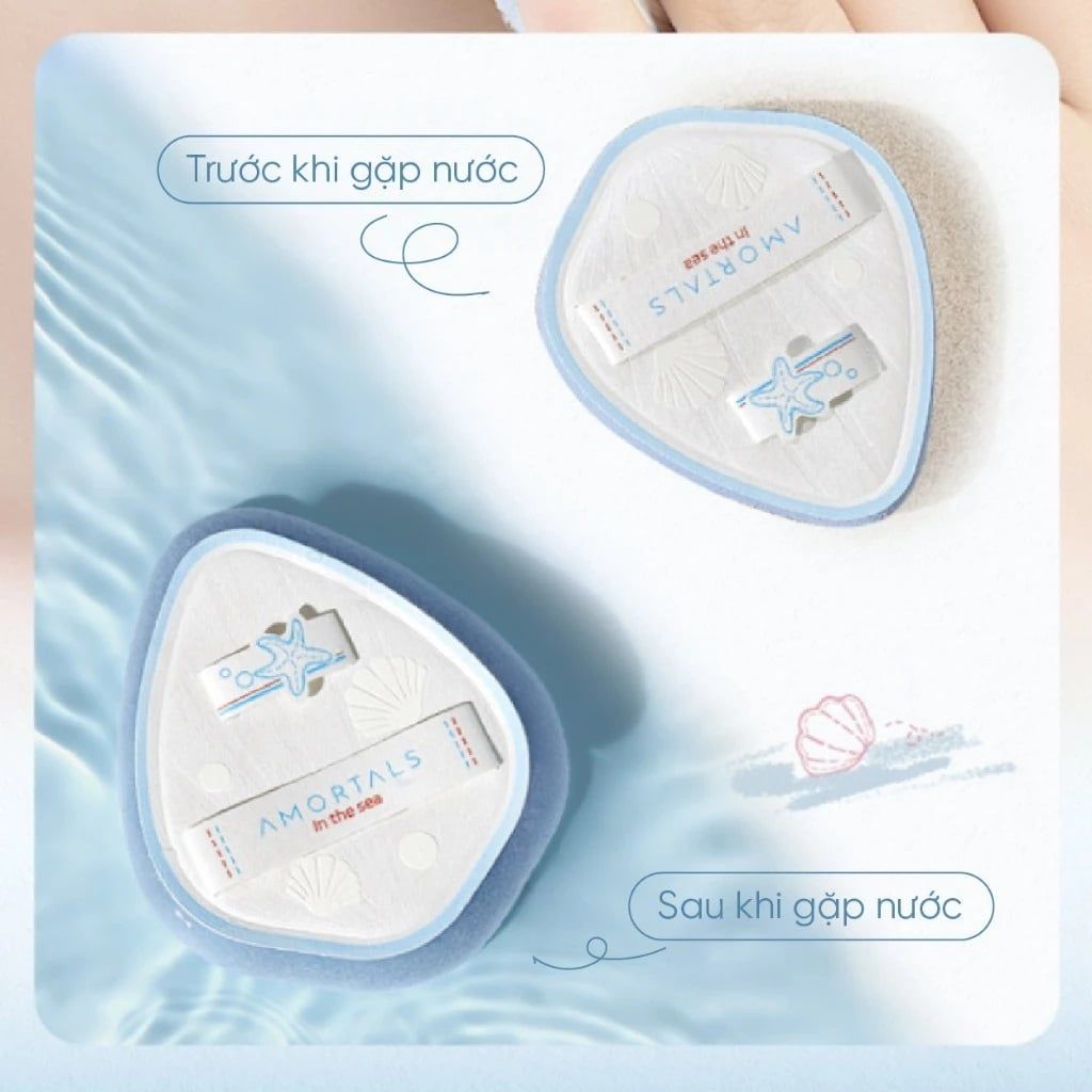 Bông Rửa Mặt Amortals Ocean 3.0 – Mút Tẩy Trang & Rửa Mặt PU Mềm Mịn, Tạo Bọt Nhanh, Thiết Kế Quai Đôi Chống Trượt