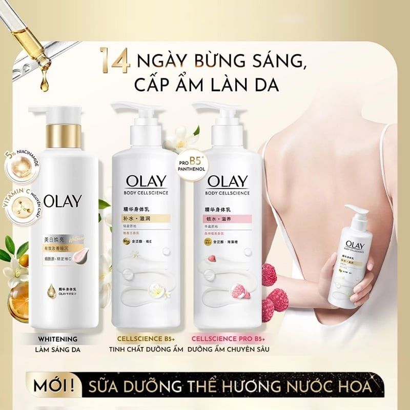 Sữa Dưỡng Thể OLAY Sáng Da, Dưỡng Ẩm Hương Nước Hoa Body Cellscience 260g