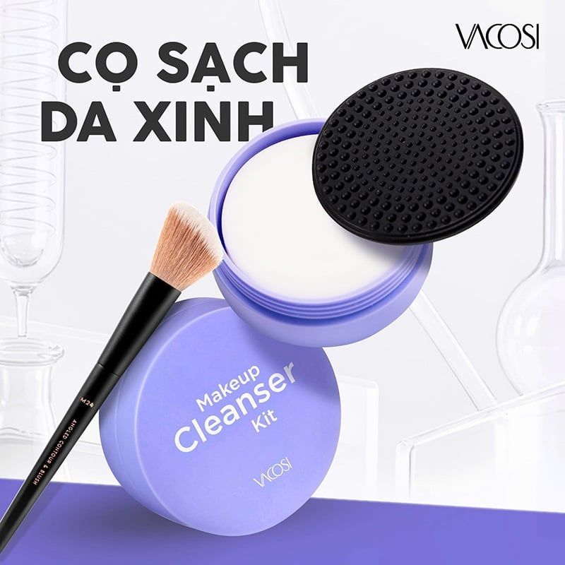 Hộp Rửa Cọ Trang Điểm Vacosi Kèm Xà Bông - DC14