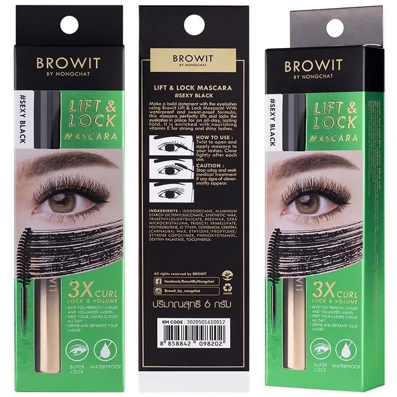 Mascara Nongchat Browit Lift & Lock Sexy Black 6g
