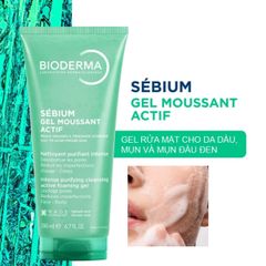 Gel Rửa Mặt Bioderma Sébium Gel Moussant Actif Làm Sạch Sâu, Giảm Mụn 200ml