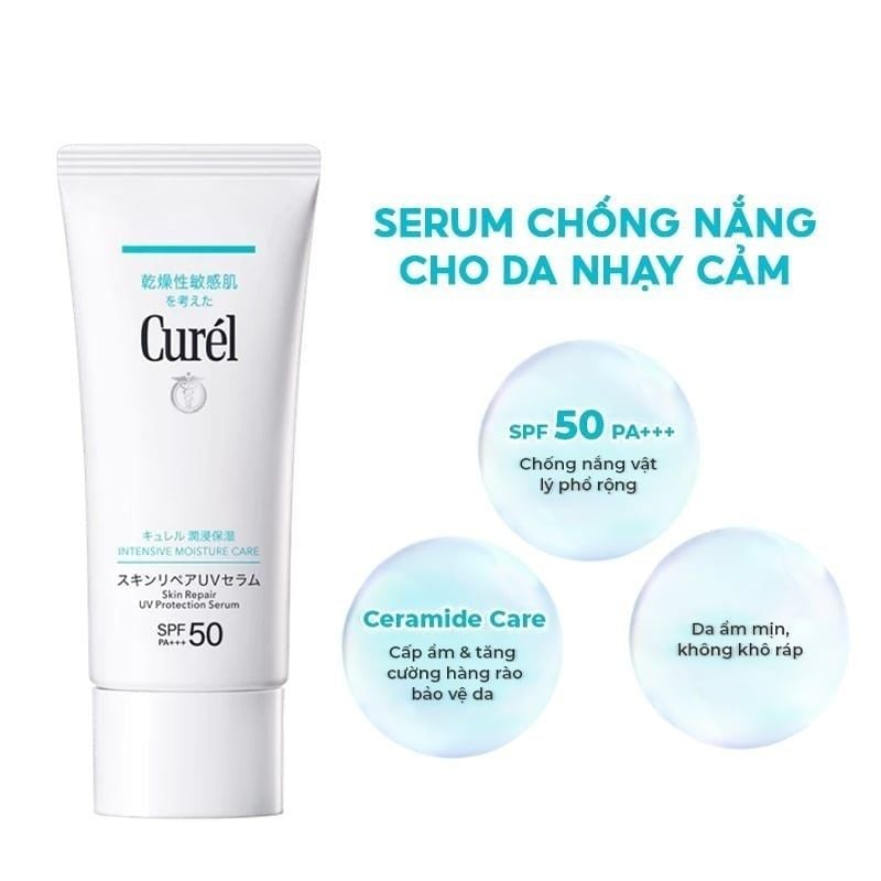 Serum Chống Nắng Curél Vật Lý Phổ Rộng Cho Da Nhạy Cảm Skin Repair Uv Protection SPF50 PA+++ 60g