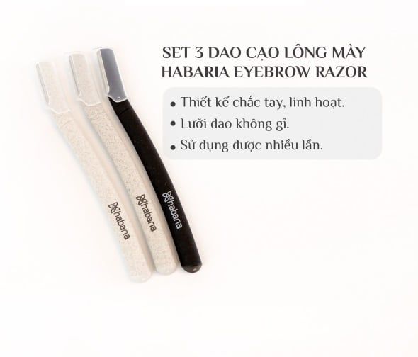 Set 3 Dao Cạo Lông Mày Habaria Eyebrow Razor