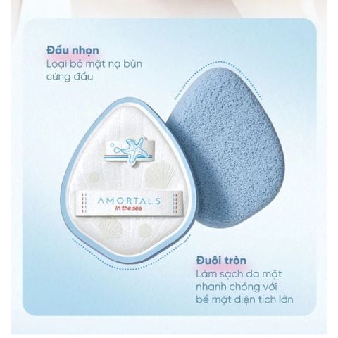 Bông Rửa Mặt Amortals Ocean 3.0 – Mút Tẩy Trang & Rửa Mặt PU Mềm Mịn, Tạo Bọt Nhanh, Thiết Kế Quai Đôi Chống Trượt