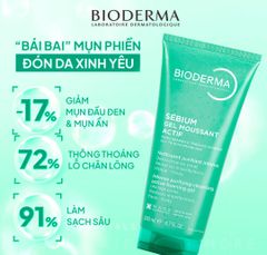 Gel Rửa Mặt Bioderma Sébium Gel Moussant Actif Làm Sạch Sâu, Giảm Mụn 200ml