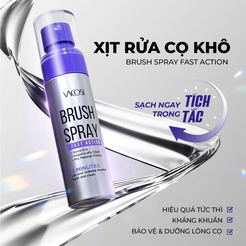 Xịt rửa cọ khô Vacosi Brush Spray Fasst Action RC05 60ml