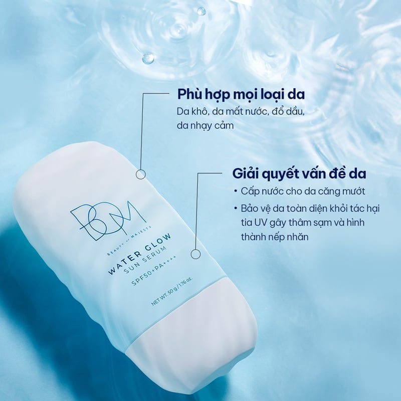 Serum Chống Nắng B.O.M Dưỡng Ẩm Water Glow Sun Serum SPF50+PA++++ 50g