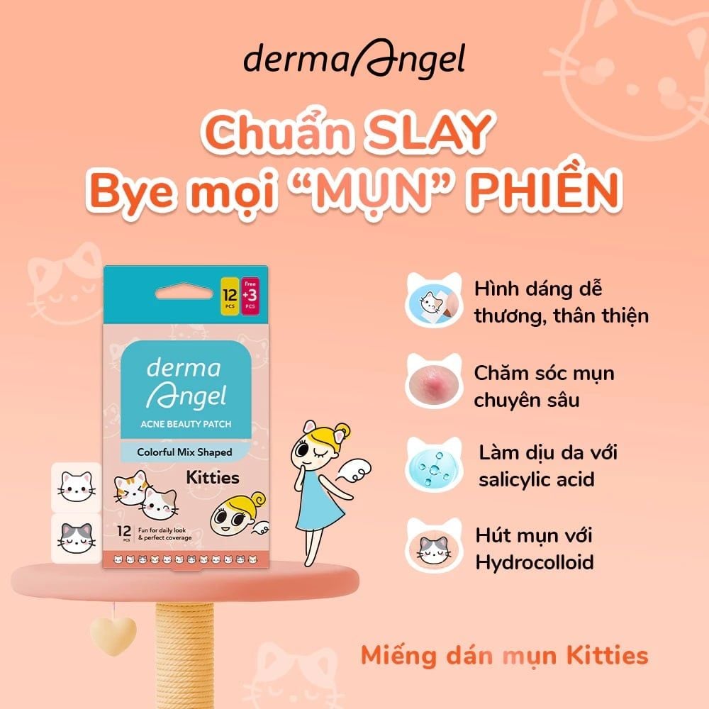 Miếng Dán Mụn Vui Nhộn Derma Angel Acne Beauty Patch - Kitties