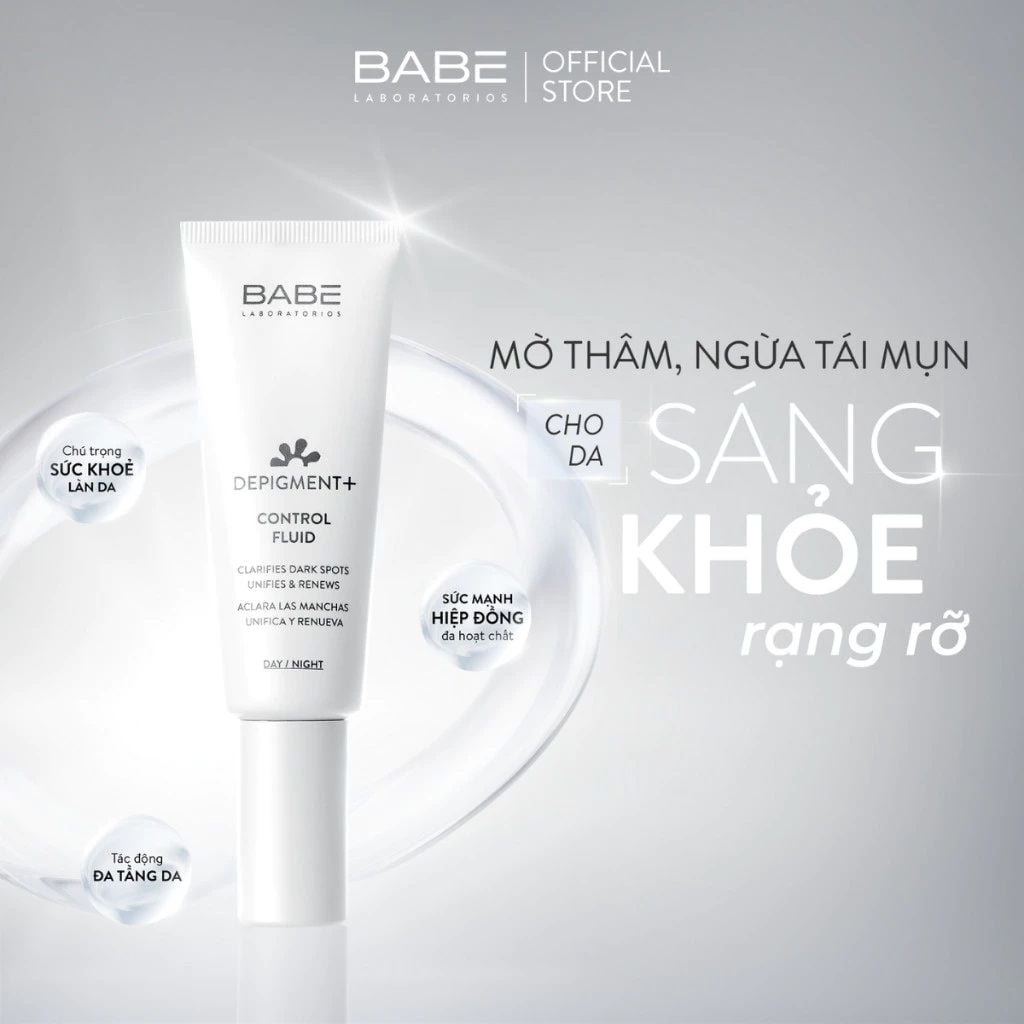 Kem dưỡng sáng da, mờ thâm nám Babe Depigment+ Control Fluid Cream 40ml
