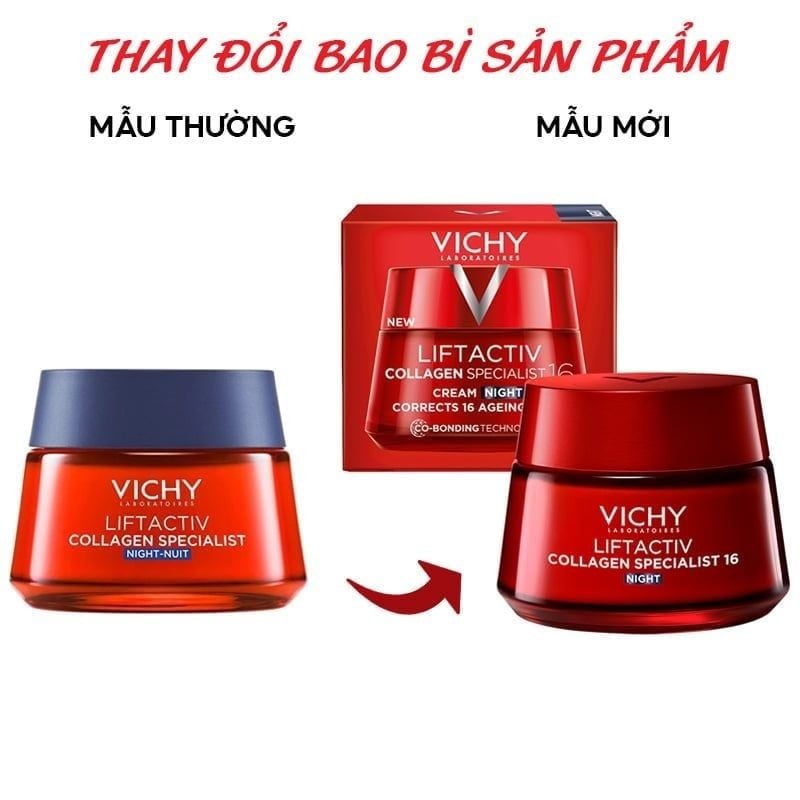 Vichy kem dưỡng giúp sáng da, mờ thâm nám ban đêm Liftactiv Collagen Specialist Night