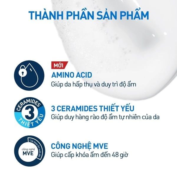 Sữa rửa mặt Cerave Dạng Kem Hydrating Cream-To-Foam Cleanser