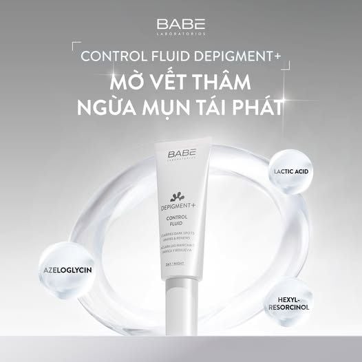 Kem dưỡng sáng da, mờ thâm nám Babe Depigment+ Control Fluid Cream 40ml