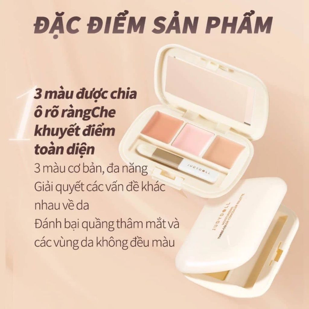 Bảng Che Khyết Điểm Judydoll Moisturizing 3-Color Concealer Palette 3 Màu 2.7g