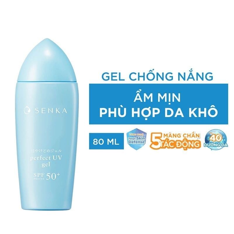 Gel Sữa Chống Nắng Dưỡng Ẩm Senka Perfect UV Gel SPF 50+/PA++++  80ml