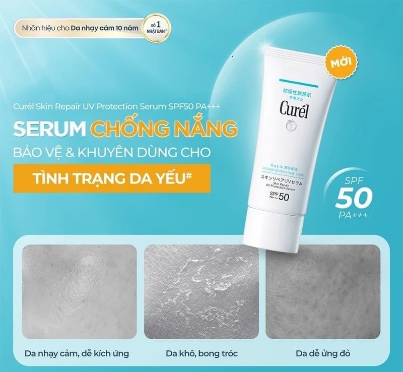 Serum Chống Nắng Curél Vật Lý Phổ Rộng Cho Da Nhạy Cảm Skin Repair Uv Protection SPF50 PA+++ 60g