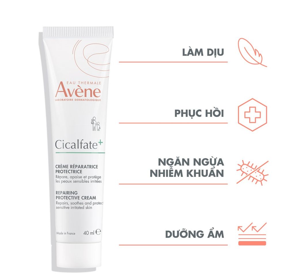 Kem dưỡng Avene Cicalfate, phục hồi làm lành sẹo và cấp ẩm cho da