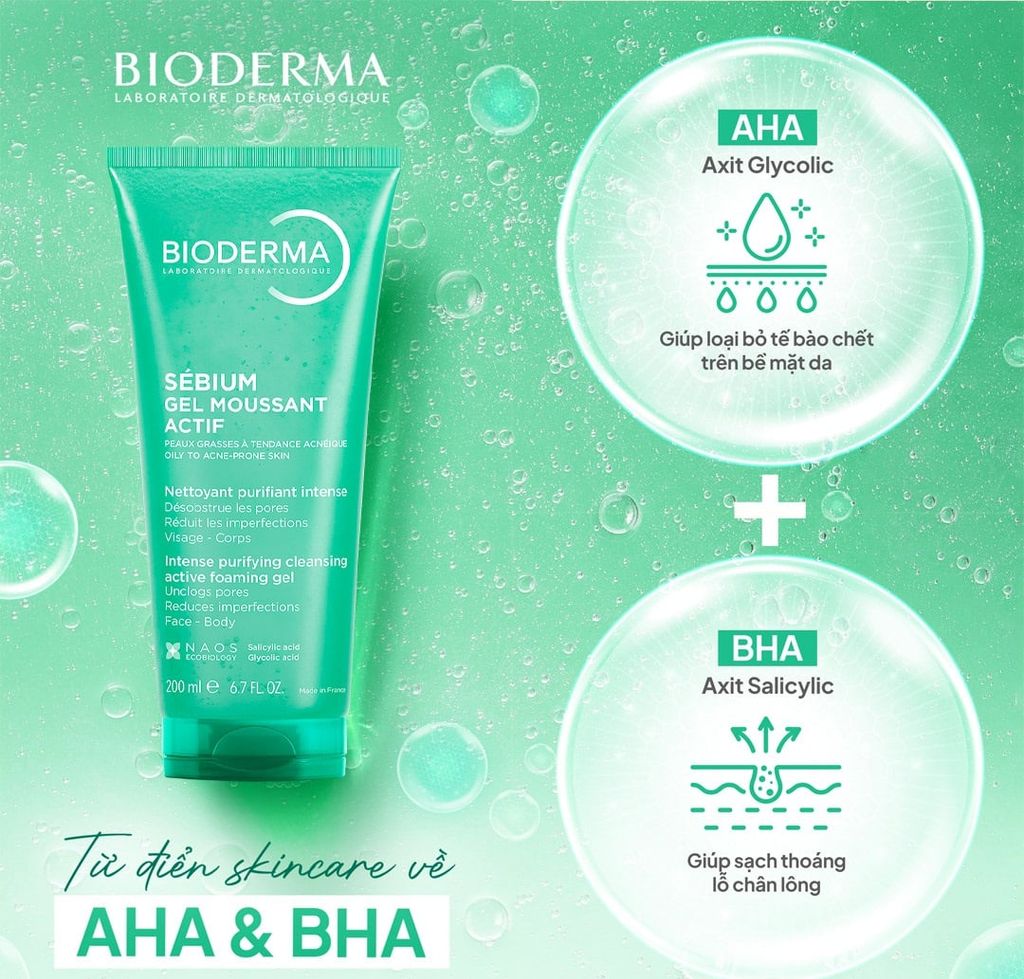 Gel Rửa Mặt Bioderma Sébium Gel Moussant Actif Làm Sạch Sâu, Giảm Mụn 200ml