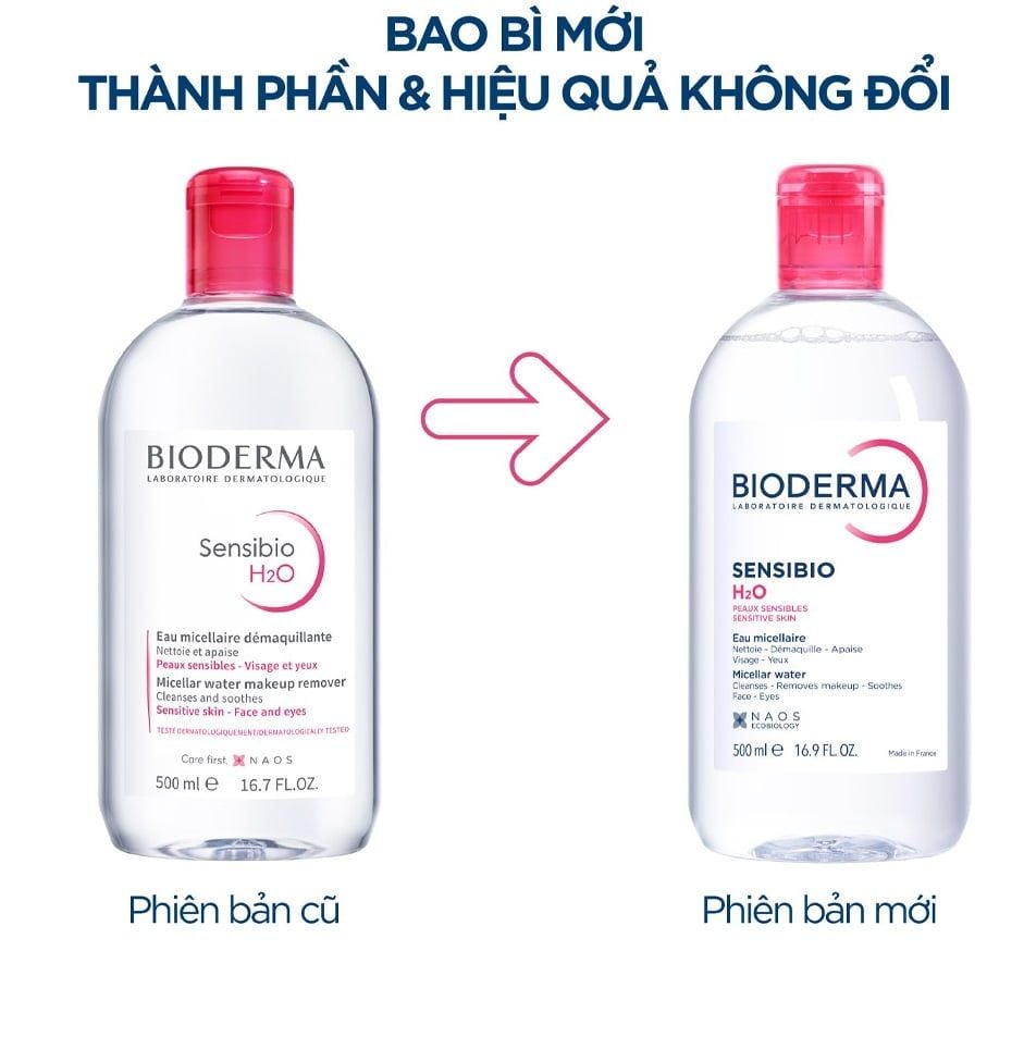 Nước tẩy trang Bioderma sensibio H2O nắp hồng cho da thường, da khô (100ml-250ml-500ml)