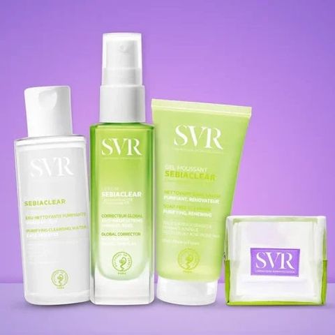 Combo SVR Sebiaclear Sebiaclear 30ml+ Nước Tẩy Trang 75ml + Gel Rửa Mặt 55ml + Túi Lưới)