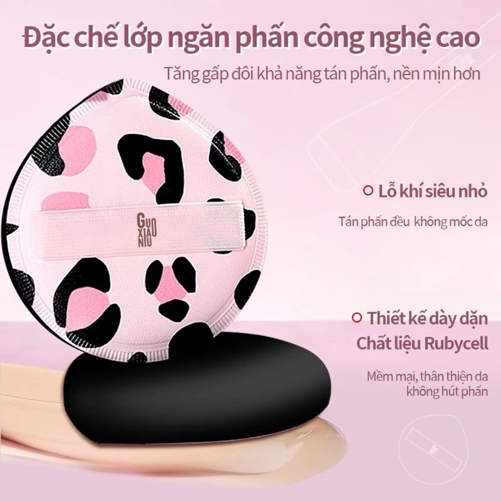 Mút Tán Nền Báo Đốm Guoxiaoniu Leopard Chubby Puff