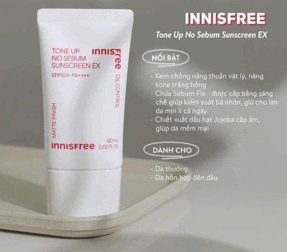 Kem chống nắng Innisfree tone up no sebum 60ml