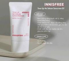 Kem chống nắng Innisfree tone up no sebum 60ml