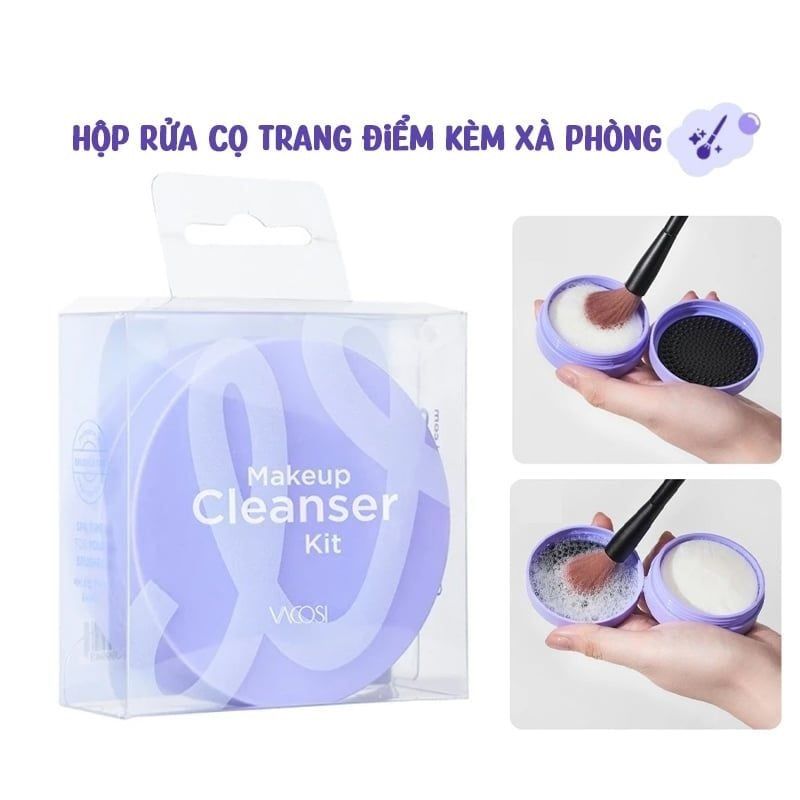 Hộp Rửa Cọ Trang Điểm Vacosi Kèm Xà Bông - DC14
