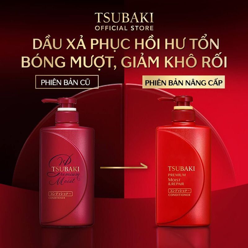 Dầu Xả Tsubaki Dưỡng Tóc Bóng Mượt Premium Moist Conditioner 490ml