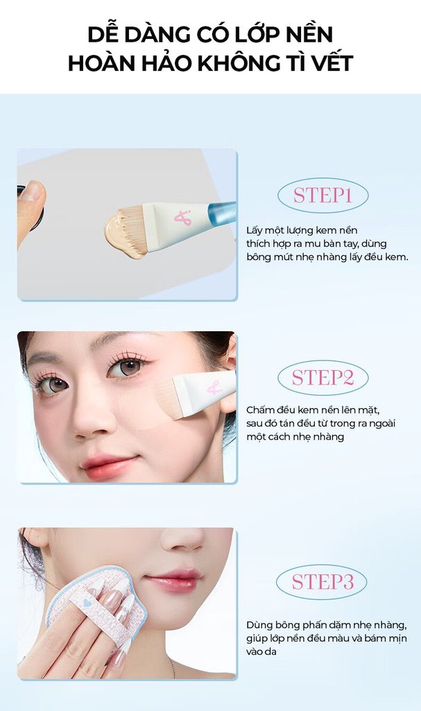 Set Amortals kem mút tán kem nền và cọ dàn nền đuôi cá