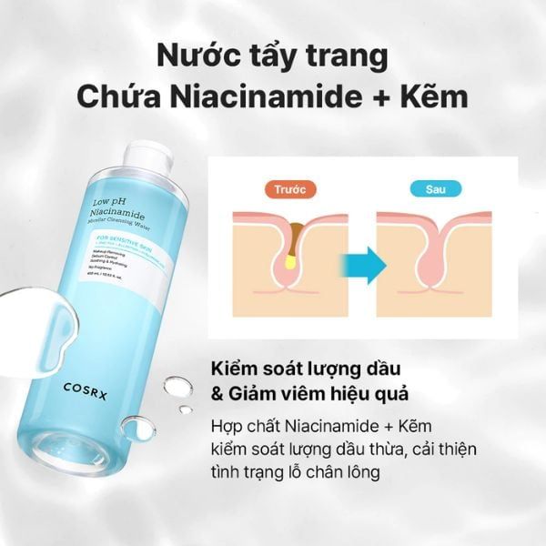 Nước tẩy trang Cosrx Low pH Niacinamide Cleansing Water  400ml