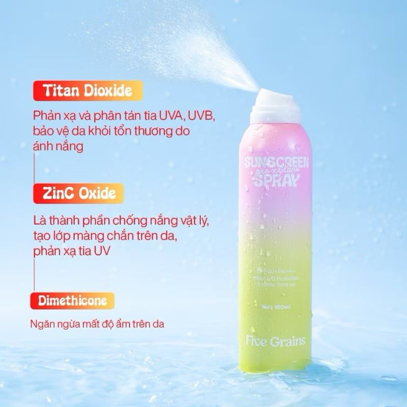 Xịt Chống Nắng Five Grains Pro - Xylane Nâng tông da SPF 50+ PA++++ 160ml