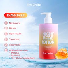 Sữa Dưỡng Thể Five Grains Niacinamide Night Body Lotion Ban Đêm 500ml
