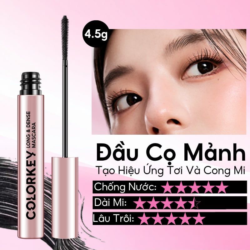 Mascara Colorkey Long & Dense Mascara Hỗ Trợ Giúp Mi Dài Và Dày 4.5g