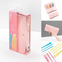 Bộ Cọ Trang Điểm Vacosi Candy Puffy Brush Set 10 Cây Kèm Ví Hồng - BC34