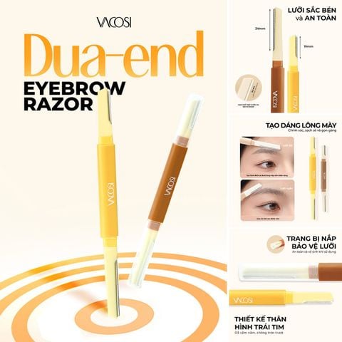 Dao Cạo Mày Vacosi 2 Đầu Vàng Nâu DC17 (Set 2 Cây)