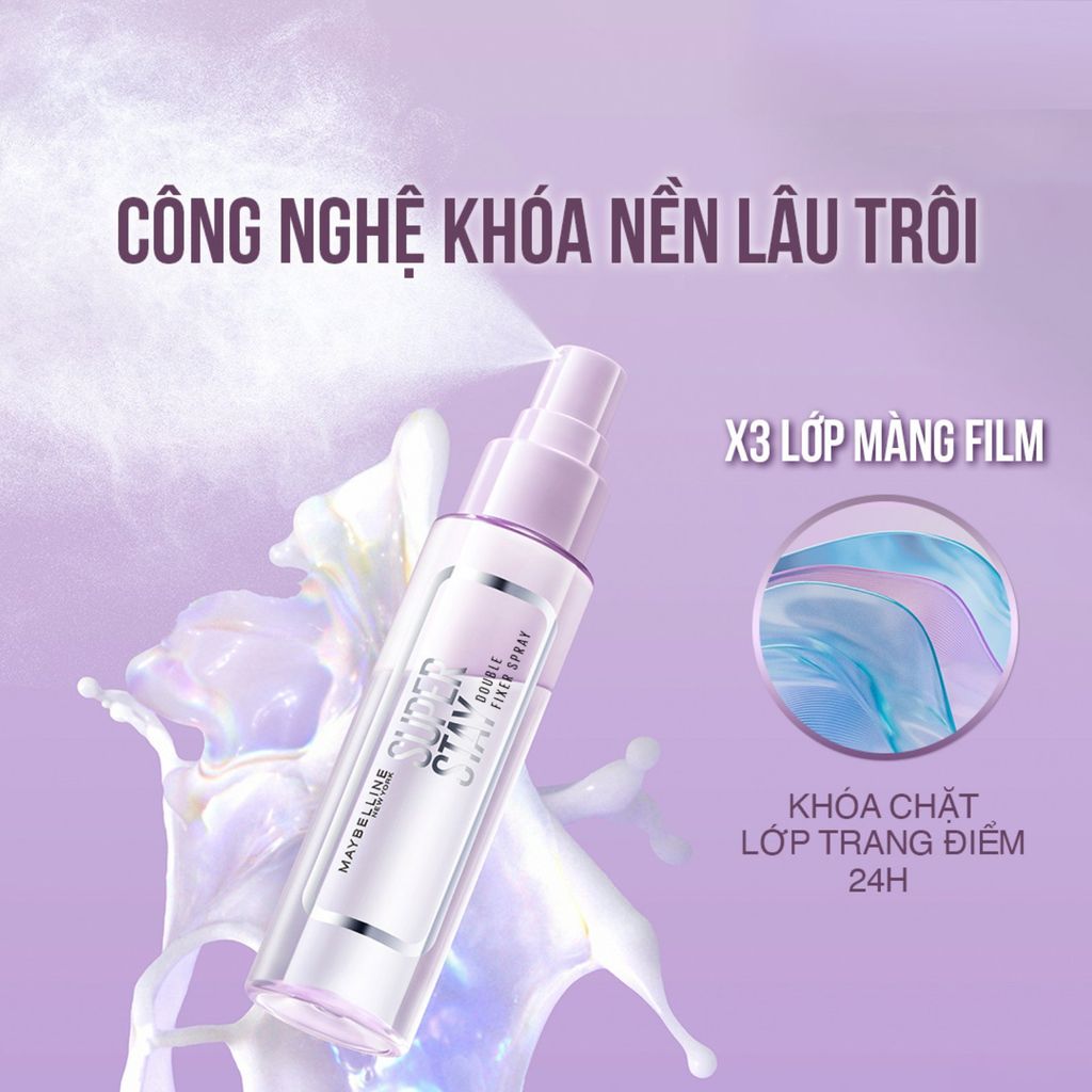 Xịt Khóa Nền Maybelline Superstay Double Fixer Spray 55ml