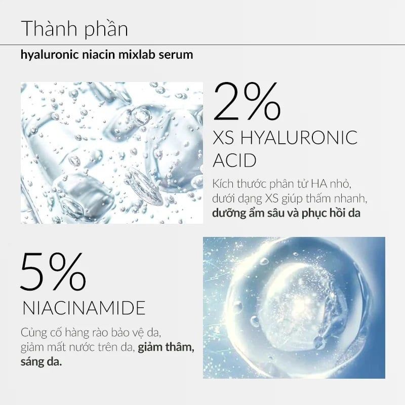 Serum Ekseption Tinh Chất Dưỡng Kiềm Dầu, Hỗ Trợ Sáng Da, Giảm Mụn Hyaluronic Niacin Mixlab Serum 75ml