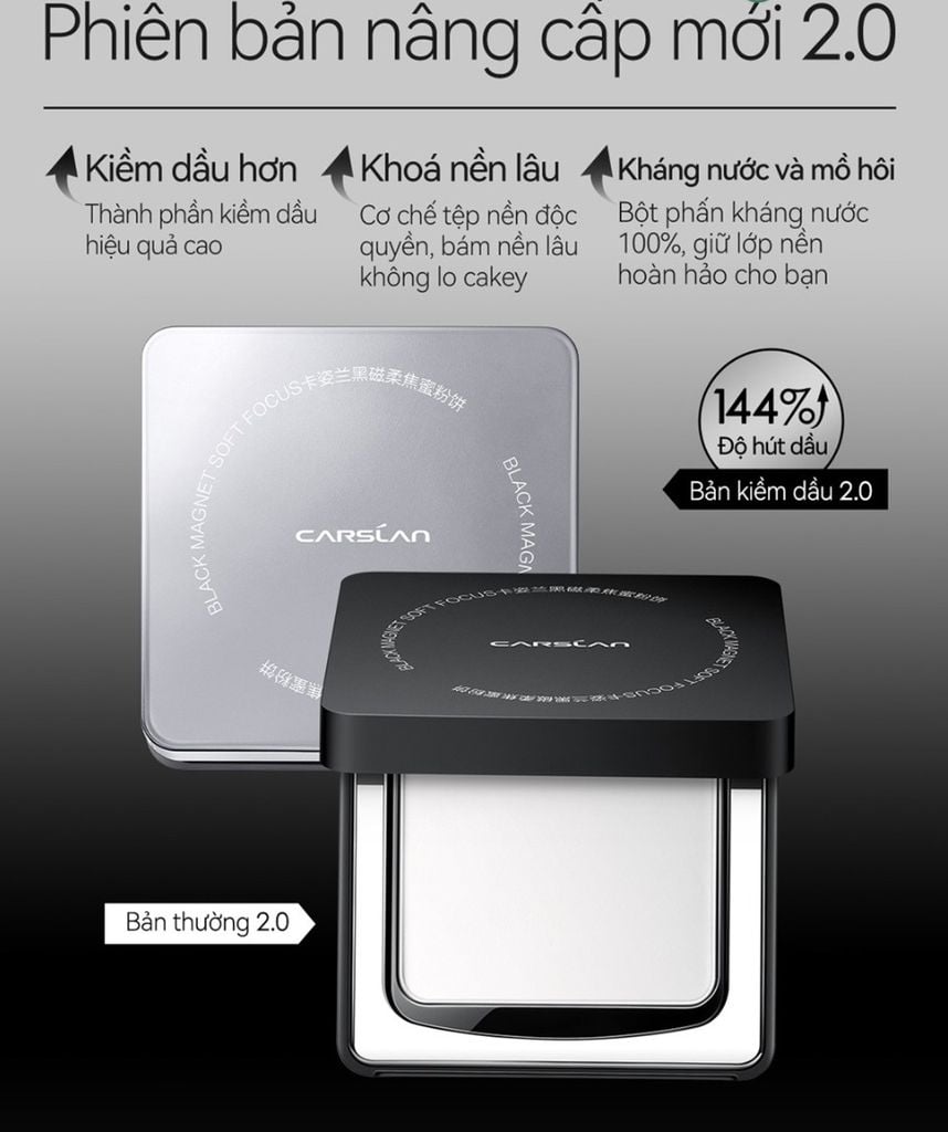 Phấn Phủ Carslan Black Magnet Soft Focus Powder Dạng Nén Bản 2.0 8g