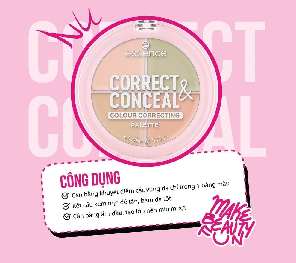 Bảng triệt sắc 4 ô Essence correct & conceal colour correcting palette 10