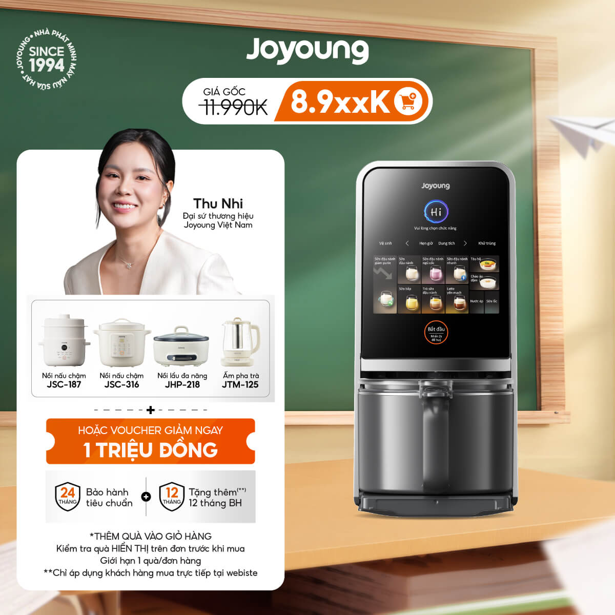 Máy nấu sữa hạt làm sạch tự động Joyoung JSCB-K7 PRO