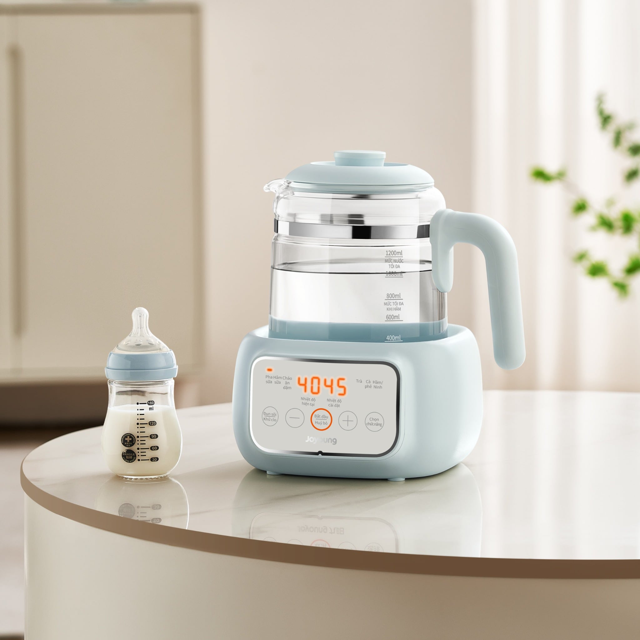 Máy đun nước pha sữa thông minh cho bé Joyoung JBM-530 màu xanh