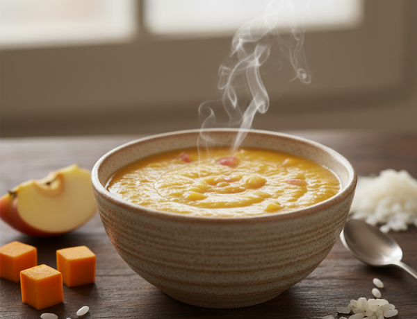 Cháo ăn dặm táo bí đỏ