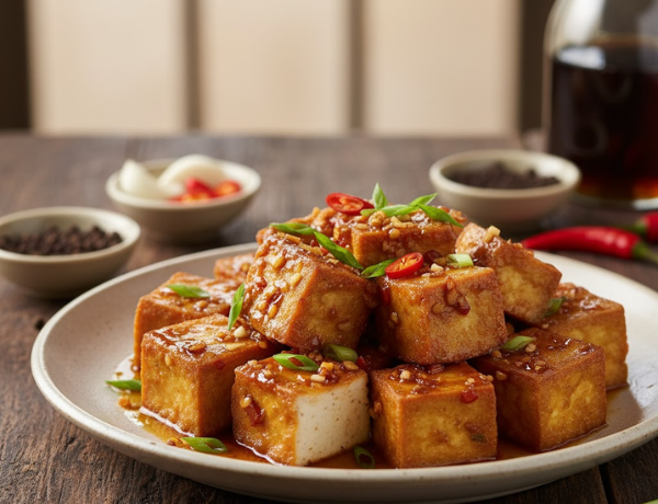 Đậu hũ chiên sốt nước mắm tỏi ớt