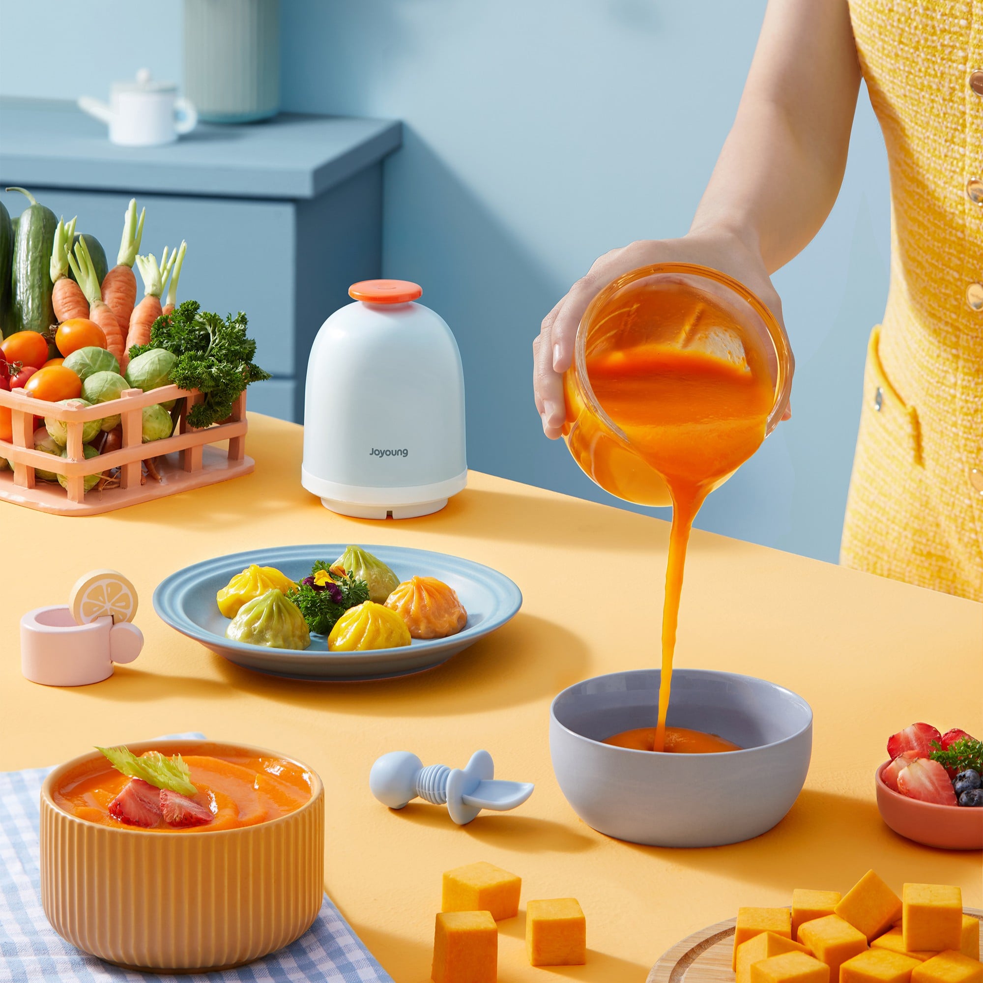 Máy xay ăn dặm cho bé Joyoung JBFC-166 Màu xanh tại website chính hãng
