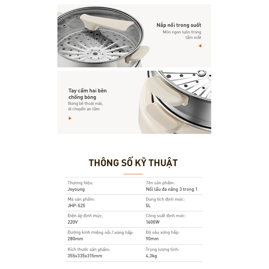Nồi lẩu đa năng 3 trong 1 Joyoung JHP-525